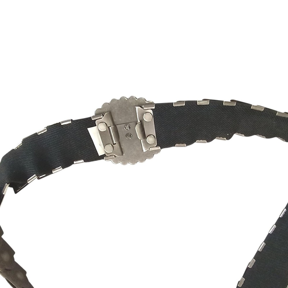 Vintage 80s Silver Tone Concho Stretch Belt Rhinestone Buckle Western Boho Disco - Picture 4 of 8
